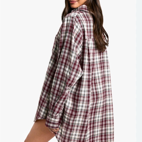 Plaid Button-Up Shirt Dress - Picture 2 of 6